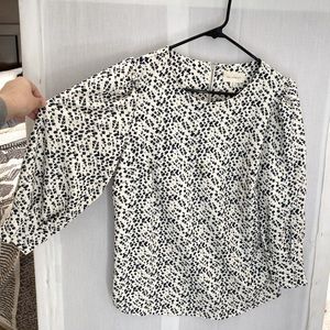 MELLODAY Puff Sleeve Patterned Blouse